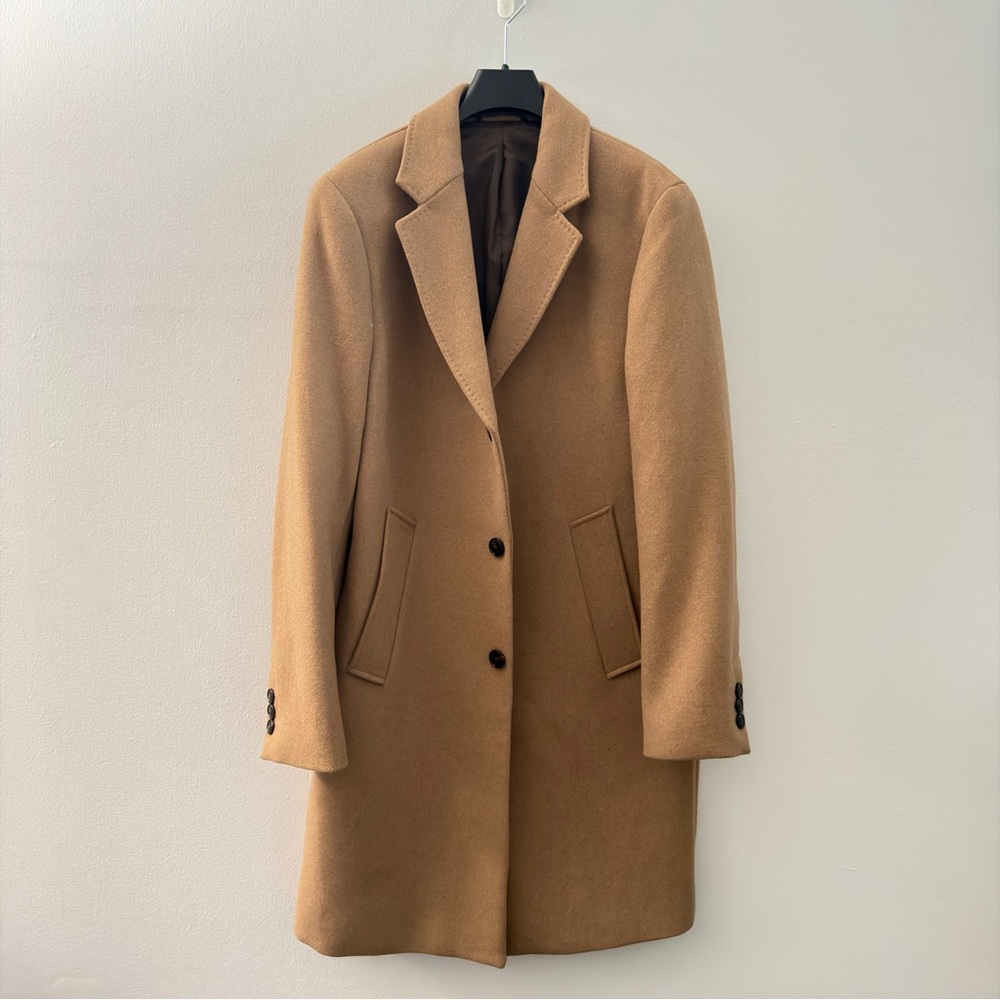 NWT Zara Classic Camel Wool Blend Long Coat Sz M